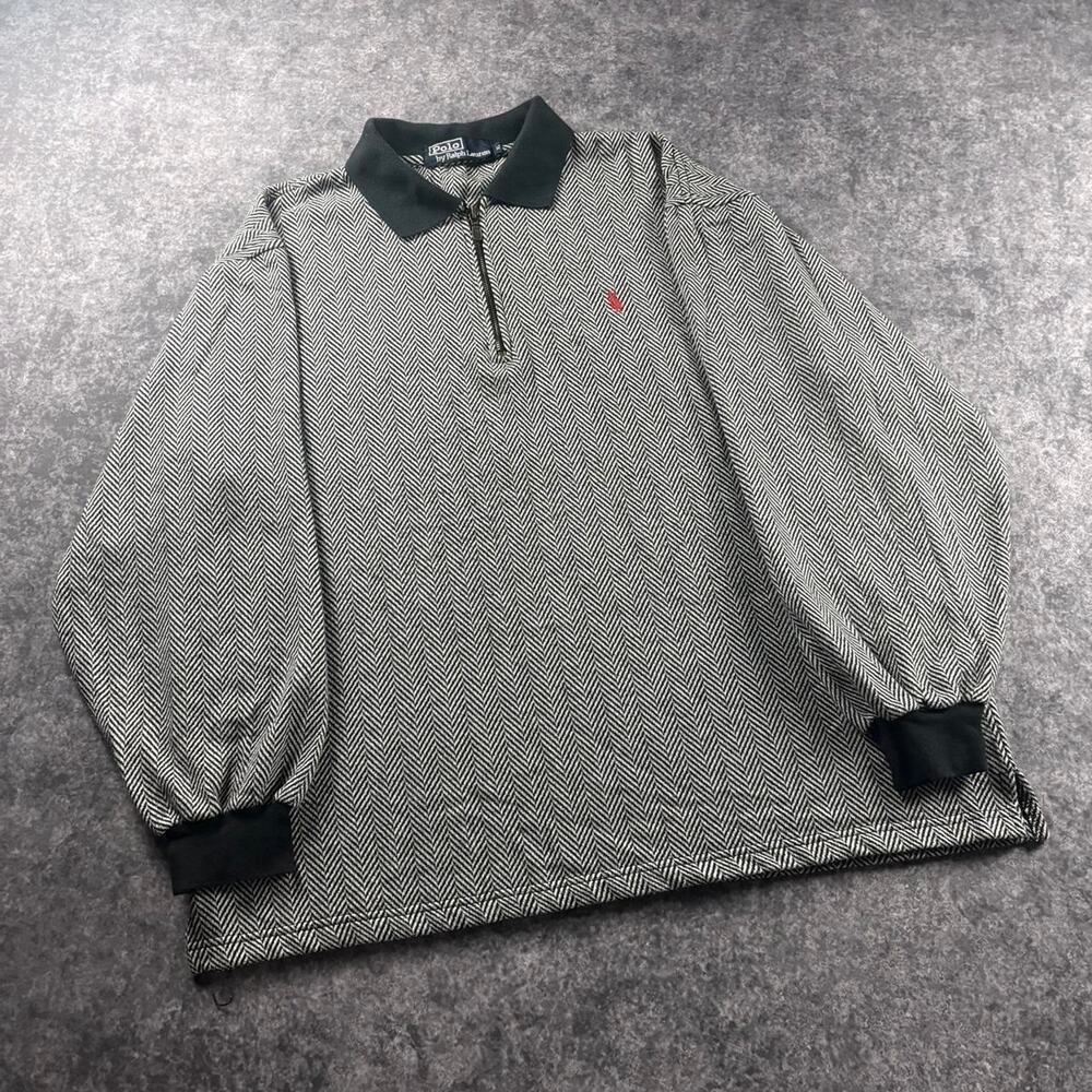 Vintage Polo Ralph Lauren Men’s XL Herringbone Quarter Zip Sweater